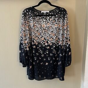 Chic Black Floral Women's Blouse